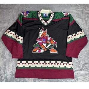Vintage Phoenix Coyotes Starter NHL Kachina Hockey Jersey Mens Large Black L